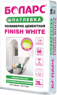 Купить ШПАТЛЕВКА полимерно-цементная FinishWhite 20кг БОЛАРС фото №1