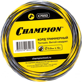 Купить Леска CHAMPION Tornado 3.0мм*12м (витой квадрат)   C7052 фото №1